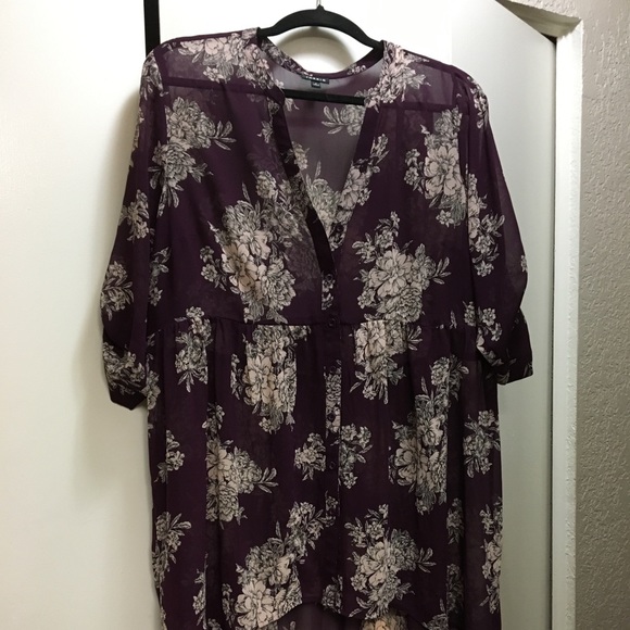 torrid Tops - Gorgeous maroon floral hi-low blouse by Torrid